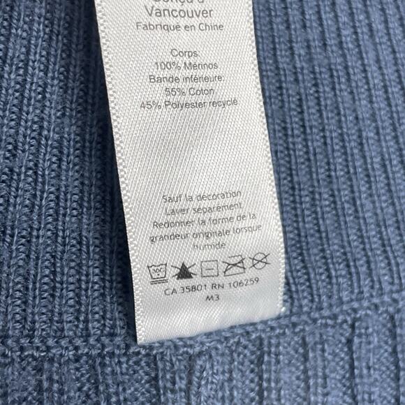 Lululemon Poncho Sweater One Size Blue Ribbed Merino Wool Knit Wrap Cape Boho - Picture 6 of 10